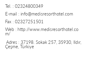 Medis Resort Hotel iletiim bilgileri